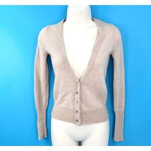 J.CREW ALPACA METALLIC THREAD BEIGE CARDIGAN SWEATER W/ RHINESTONE BUTTONS - XS